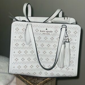 Kate Spade White Perforated Leather Tote